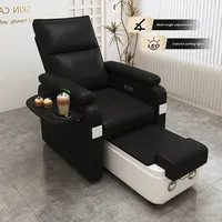 Fauteuil de manucure et pédicure électrique inclinable en cuir réglable avec massage, sans tuyau, noir, salon de manucure en Chine, mobilier de spa pour les pieds