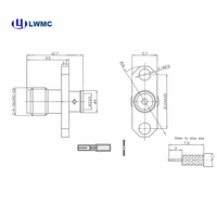 Connecteur femelle SMA LWMC 1.30 Max à souder pour câble semi-flexible et semi-rigide de 0,141 pouce, 2 trous, montage sur bride, jusqu'à 18 GHz