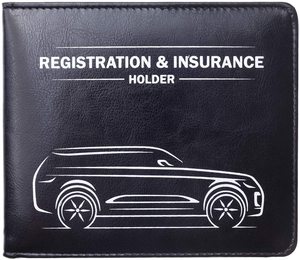 Personalizza il supporto di carta bifold di cuoio dell'unità di elaborazione di assicurazione <span class=keywords><strong>auto</strong></span> e di registrazione - Product Image 2