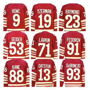 2025 Áo khúc côn cầu trên băng khâu hàng đầu mới 93 debrincat 91 fedorov 9 howe 53 seider 23 Raymond 19 yzerman - Product Image 1