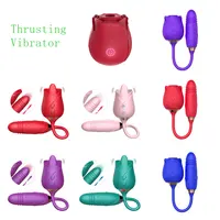 Dildo spinta succhiare vibrazione lingua leccare clitoride giocattoli del sesso per le donne vibratore rosa