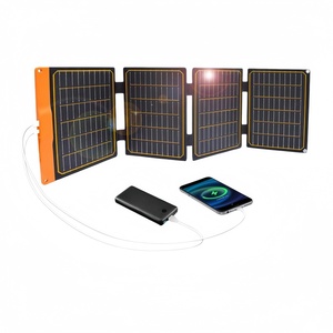 แผงโซลาร์เซลล์พกพาสีดำแบบพับได้น้ำหนักเบาพิเศษ 40W ประสิทธิภาพสูง ได้รับการรับรองมาตรฐาน TUV พร้อมโซลูชันการชาร์จแบบออลอินวัน รองรับการใช้งานหลากหลาย - Product Image 1