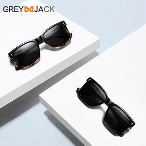 แว่นกันแดดยูนิเซ็กส์เกรย์แจ็คกรอบพีซี เลนส์ทาค ป้องกันรังสียูวี 400 ประเภท 3 ที่บังแดด สีดำ ขาแว่นแบบแทรก - Product Image 4