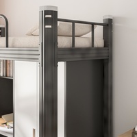Lit mezzanine pour l'école avec bureaux et bibliothèque lits superposés pour dortoirs peu encombrants lit métallique multifonctionnel avec placard de rangement