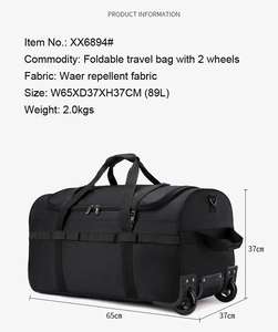 Unisex Polyester large capacity folding travel <b>wheel</b> bag <b>backpack</b> unisex cross body shoulder multi functional luggage bag - Product Image 2