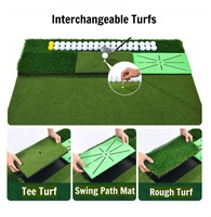 Tapis de golf GVM 3-en-1 avec 3 mini-gazons interchangeables, 4x5 pieds, tapis de simulation de golf portable pour l'intérieur