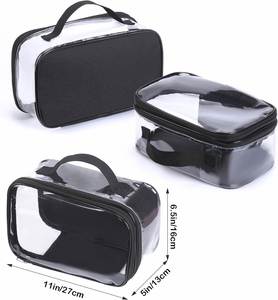Large <b>Clear</b> Makeup Travel <b>Bags</b> for <b>Toiletries</b> Pouches Carry on Reusable,purse See-through Plastic Pvc Approved with Handle - Product Image 5
