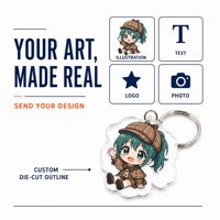 Porte-clés personnalisé en acrylique Anime, découpé sur mesure, forme personnalisée, chaîne en acrylique de 2 mm, impression couleur vive, directement de l'usine, OEM