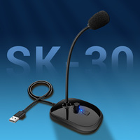 Microphone USB léger et portable en silicone, antidérapant, avec éclairage LED, pour pieds