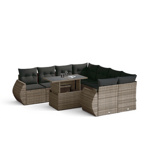 Ensemble de canapés de jardin en rotin PE 6 places avec accoudoirs réglables, mobilier d'extérieur au design contemporain, gris - Product Image 1