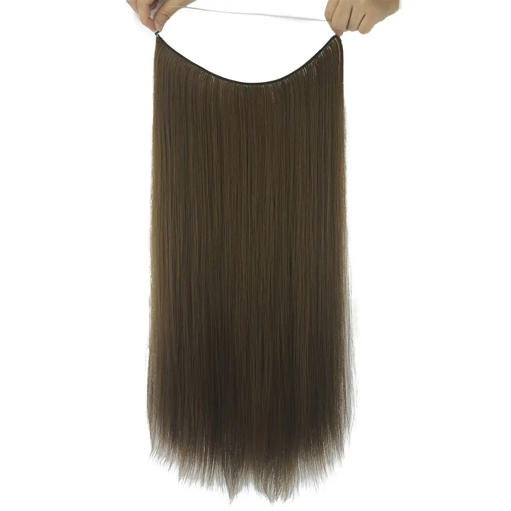 10colors straight hair fish line hair weave wig piece popular hair extension natural synthetic fiber shenzhen wig