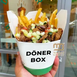 Individuelle chinesische Nudel Kebab Doner Papierbox 16 Unzen 26 Unzen 32 Unzen runde Nudelbox zum Mitnehmen Scharkuiterie Takeaway Kraftpapier Mittagessen-Box