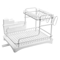 Panier de rangement en aluminium HS pour la maison, égouttoir à vaisselle de comptoir, support pour ustensiles de cuisine, égouttoir à vaisselle