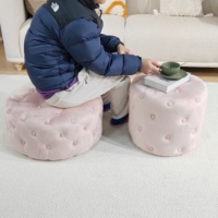 Bailey personnalisé populaire nouveau rose velours canapé chaise salon rembourré tabouret rond Pouf stockage pouf tabourets
