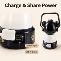 Lanterne de camping pour enfants en forme d'ours, ensemble 2 en 1, lumière LED rechargeable, 3 modes, portable, partage d'énergie pour les aventures en plein air et la nuit