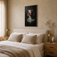 Portrait d'Afro-Américain encadré en alliage doré mat haut de gamme pour projets de décoration intérieure de maisons de designers