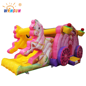 WINSUN-Casa de rebote con tema de carruaje de princesa, toboganes, castillo inflable personalizado, logotipo de color ignífugo, PVC, fácil instalación - Product Image 2