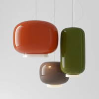 Lámpara Colgante Ovalada de Vidrio y Hierro de Color Brillante, Moderna y Minimalista, de Vidrio Artístico Soplado a Mano, Luz Cálida para Comedor, Villa, Cafetería, Bar, Hogar