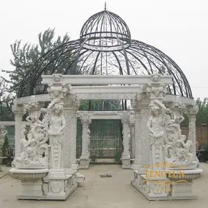 花园欧洲大石女雕塑亭希腊女神白色大理石豪华雕像凉亭