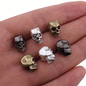ลูกปัดโลหะผสมรูปหัวกะโหลกสีทองแดง เงิน ดำ สำหรับทำเครื่องประดับ ขายส่ง - Product Image 1