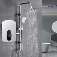 Nouveau style chinois transfrontalier, ensemble de douche mural simple en cuivre avec douchette pluie monobloc, pommeau de douche carré, porte-savon, pour toilettes et baignoire