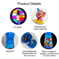 Vente en gros de jouets de fête personnalisés avec logo, figurines de clown en PVC à 14 LED, poignée bleue, autocollants, commandes en gros, jouets de clown lumineux