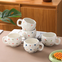 Tasse à café et gobelet en céramique peints à la main de style coréen Chaozhou - Design adorable pour les cadeaux d'anniversaire ou de fête
