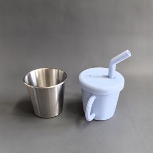 Niños alimentación impermeable Sippy tazas lavables silicona Acero inoxidable bebé botellas de agua con pajita - Product Image 4