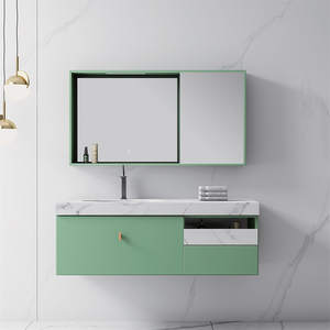 Vanità del bagno del compensato di finitura della pittura verde del lavandino singolo fissato al muro di progettazione moderna operata da 50 pollici con il gabinetto dello <span class=keywords><strong>specchio</strong></span> principale - Product Image 1