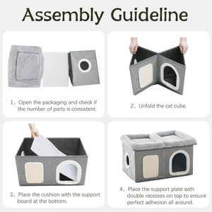 Cama Cueva Plegable 2 en 1 <span class=keywords><strong>para</strong></span> Gatos con Rascador de Sisal, Refugio <span class=keywords><strong>para</strong></span> Gatos, Casa <span class=keywords><strong>para</strong></span> Gatos Extra Ancha <span class=keywords><strong>para</strong></span> Interiores - Product Image 6