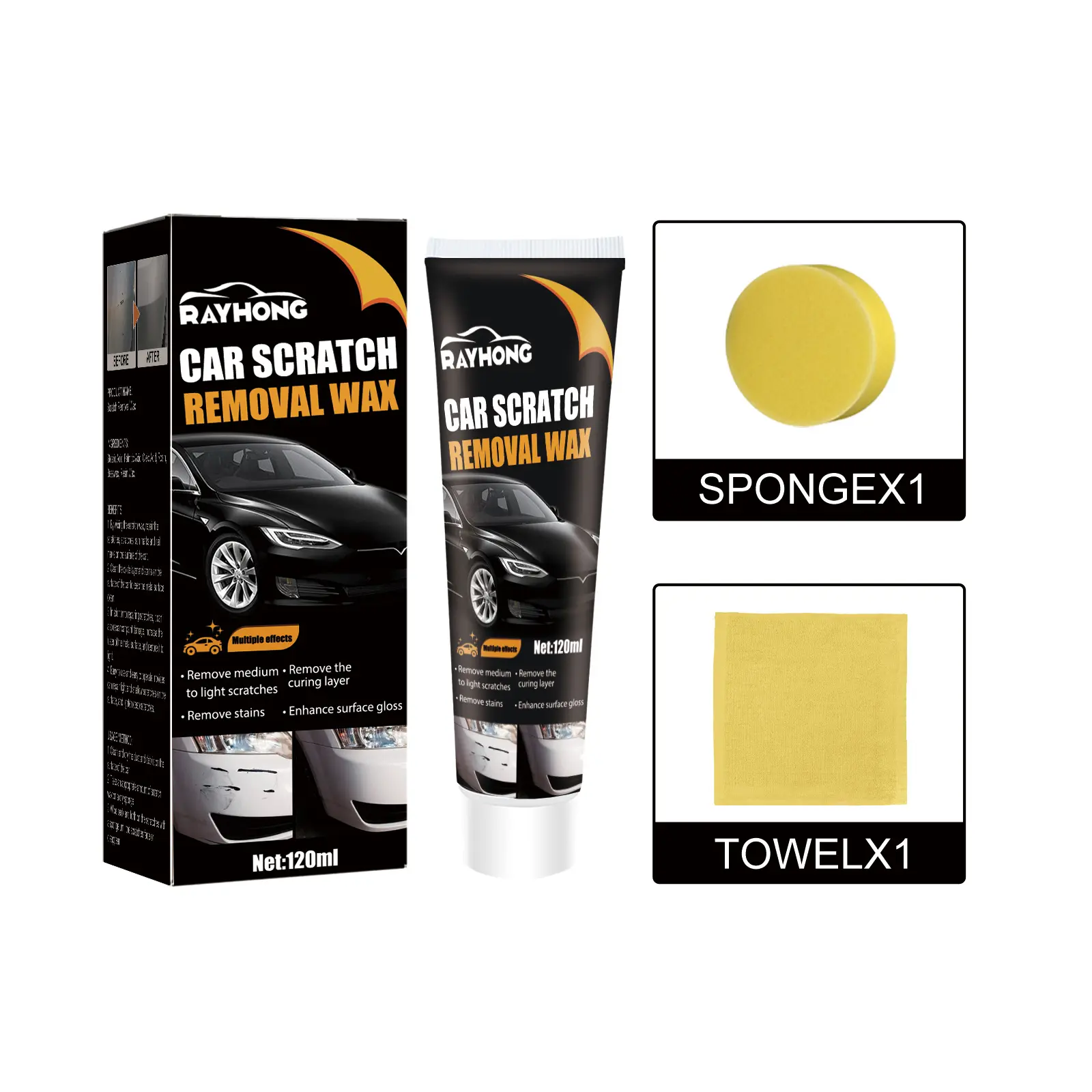 Rayhong Car Scratch Wax Pintura de coche Pulido protector para eliminar marcas Mantenimiento Pintura acabado reparación limpieza descontaminación