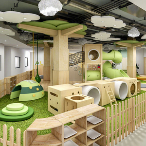 Moetry Forest Themed Indoor Playground Equipment Estructura de juego de espuma de madera <span class=keywords><strong>para</strong></span> niños Play Cafe Restaurant Montessori School-Eco - Product Image 1