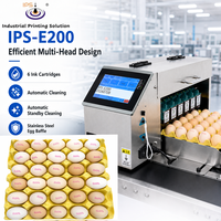 Imprimante jet d'encre thermique automatique IPS-E200 TIJ, machine de codage jet d'encre 6 têtes USB WiFi pour l'impression de date, code-barres et logo sur œufs