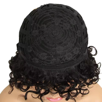 Perruques courtes bouclées cheveux rebondissants Afro Wave cheveux brésiliens coupe Pixie perruque de cheveux humains faite à la machine avec une frange pour les femmes noires