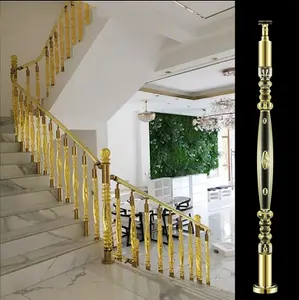 Y L New Designs Crystal Stair Balusters Home Stair Decoration Railing Crystal Balustrade Modern Spiral Stair