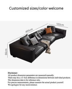 Canapé d'angle minimaliste italien Big Black Bull - Canapé modulaire <span class=keywords><strong>en</strong></span> cuir PU capitonné de luxe léger pour appartement villa - Product Image 4