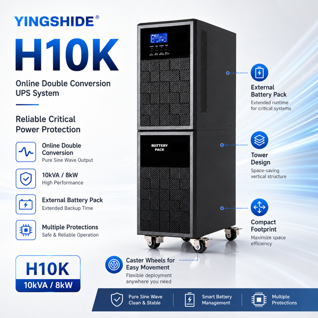 OEM YINGSHIDE Single Phase UPS H10K Model 10KVA Built-in Battery Single Input Single Output Online Voltage Stabilizing Delay