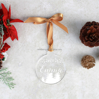 Ornement de boule de noël personnalisé en acrylique gravé nom cercle décor d'arbre