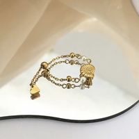 Nouvelle Arrivée Bague Ouverte en Or 18 Carats en Forme de Coquillage, Étanche et Ajustable, avec Chaîne à Maillons Escargot de Mer pour Filles
