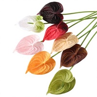Bunga Anthurium Merah Kecil PU Buatan dengan Sentuhan 3D, Bunga Teratai Api, Dekorasi Rumah, Pusat Perbelanjaan, Interior Pernikahan