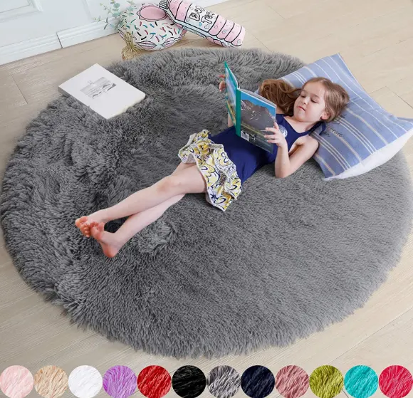 Hot Sales Cute Modeling Fluffy Rug Carpet Thousands of high plush fibers Round Rug Furry Carpet For Teen's Room
