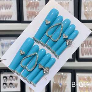 Venta caliente de lujo francés Gel Nail Set hecho a mano de alta calidad de diamantes de imitación a presión uñas largas exquisito diseño Sexy caro - Product Image 3