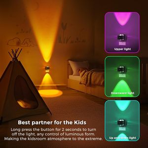 Veilleuse à changement de couleur RGB, lumière LED ambrée, super lumineuse, avec capteur, moderne, prise murale pour chambre d'enfant - Product Image 2