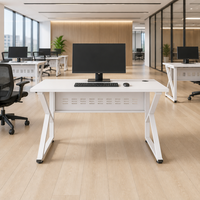 Bureau d'ordinateur sur trépied en fer avec design ignifuge écologique durable et trous pour câbles, idéal pour l'école, la maison, la salle de classe ou le bureau