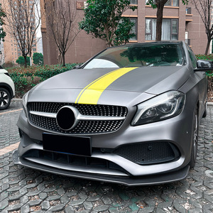 Amp-Z Front Bumper Lip Splitter For Mercedes-Benz A-Class W176 2013-2018 A45 AMG Piano Black Carbon Fiber Texture - Product Image 2