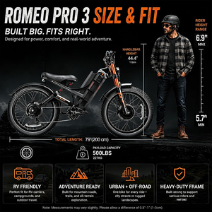 จักรยานไฟฟ้า 2026 eAhora Juliet Romeo Pro 3 ระยะทาง 300 ไมล์ แบตเตอรี่ 60V 80Ah จักรยานไฟฟ้าระยะไกล มอเตอร์คู่ สำหรับผู้ใหญ่ - Product Image 2