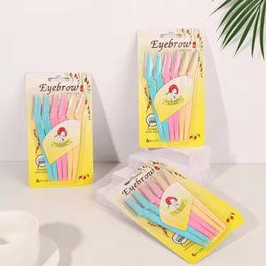 6 cái của phụ nữ nhựa dao cạo lông mày với bảo vệ Net xách tay mặt công cụ dermaplaning cho trang điểm cạo lông mày tông đơ - Product Image 6