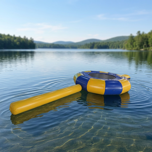 Équipement de jeux aquatiques gonflable Island Hopper Spring, trampoline combiné avec toboggan de lancement pour parc - Product Image 1