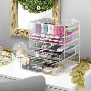 Lớn Pha Lê Mỹ phẩm lưu trữ ngăn kéo 5-Tier trong suốt <span class=keywords><strong>Acrylic</strong></span> trang điểm tổ chức mỹ phẩm lưu trữ hộp - Product Image 5