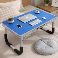 Mesa Plegable para Cama, Portátil, para Oficina en Casa o Camping, Mesa Ajustable para Laptop, Mesa Auxiliar para Sala de Estar con Estante de Almacenamiento